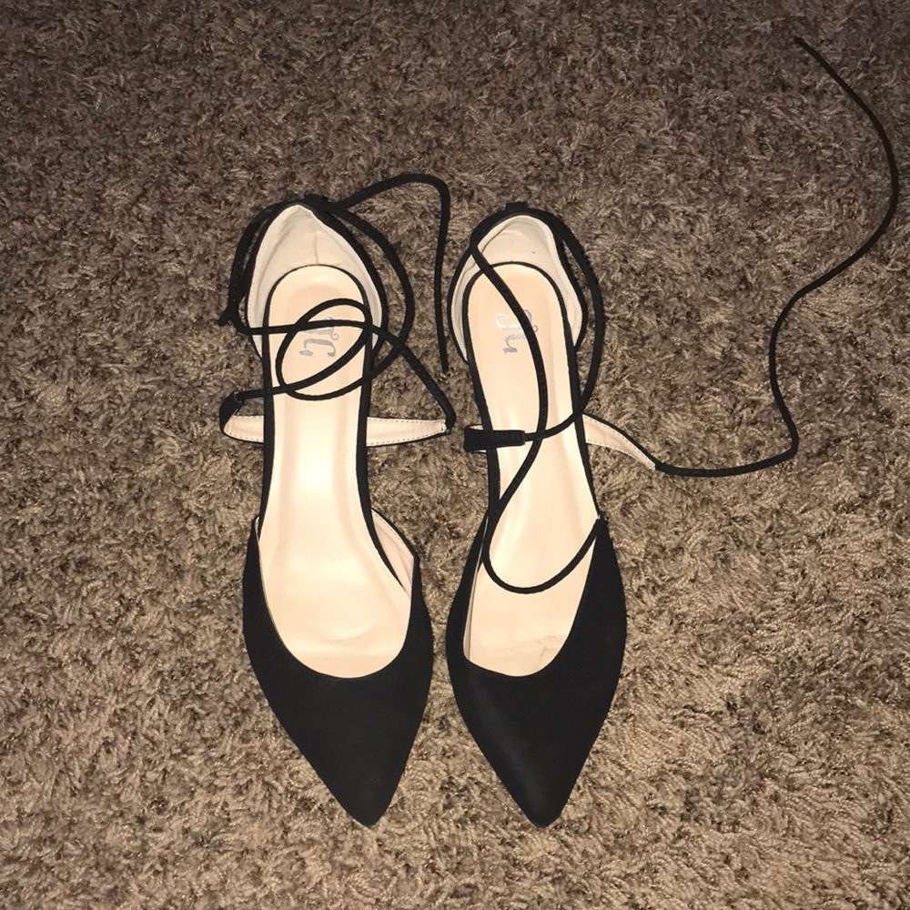 Black Tie-Up High Heels